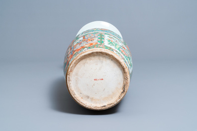 A large Chinese Canton famille rose vase, 19th C.