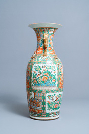 A large Chinese Canton famille rose vase, 19th C.