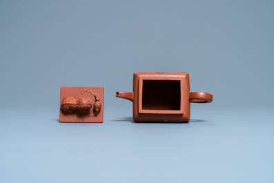 A Chinese Yixing stoneware teapot and cover, Kangxi