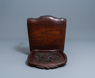 Four wooden chairs with reticulated backs, Macao or Portuguese colonial, 19th C.
