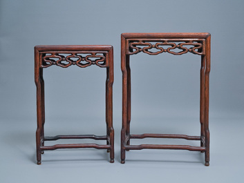 Three Chinese wooden nesting side tables, 19th C.