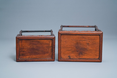 Three Chinese wooden nesting side tables, 19th C.
