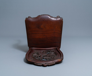 Four wooden chairs with reticulated backs, Macao or Portuguese colonial, 19th C.