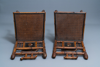 Three bamboo 'Japonism' chairs and a bench, probably Da&iuml; Nippon, Paris, late 19th C.