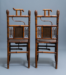 Three bamboo 'Japonism' chairs and a bench, probably Da&iuml; Nippon, Paris, late 19th C.