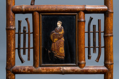 Three bamboo 'Japonism' chairs and a bench, probably Da&iuml; Nippon, Paris, late 19th C.