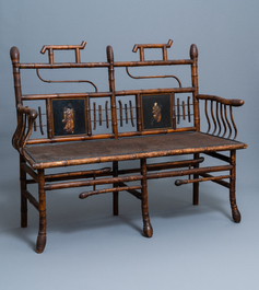 Three bamboo 'Japonism' chairs and a bench, probably Da&iuml; Nippon, Paris, late 19th C.