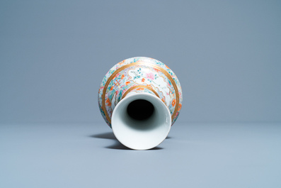A Chinese famille rose millefleurs vase, Jingdezhen Catholic Church mark, Republic