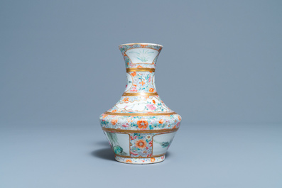 A Chinese famille rose millefleurs vase, Jingdezhen Catholic Church mark, Republic