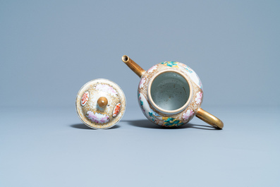 A Chinese famille rose 'Mandarin' teapot and cover, Qianlong
