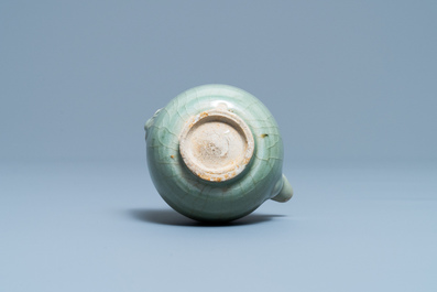 A Chinese monochrome celadon-glazed teapot, Ming