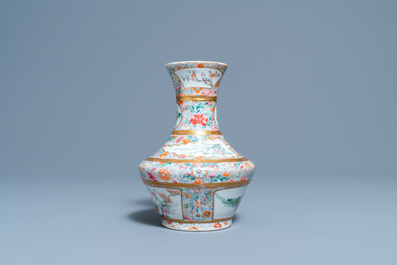 A Chinese famille rose millefleurs vase, Jingdezhen Catholic Church mark, Republic