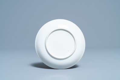 A Chinese Meissen-style export porcelain 'Peter the Great' cup and saucer, Qianlong