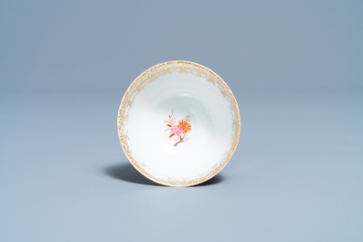 A Chinese Meissen-style export porcelain 'Peter the Great' cup and saucer, Qianlong