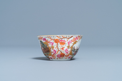A Chinese Meissen-style export porcelain 'Peter the Great' cup and saucer, Qianlong