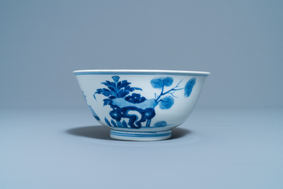 A Chinese blue and white 'Long Eliza' bowl, 'Qi Zhen Ru Yu' mark, Kangxi