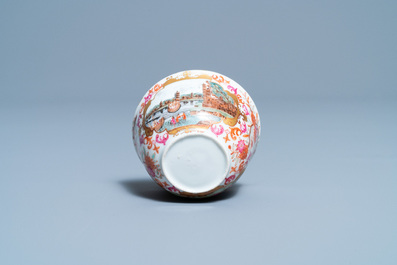 A Chinese Meissen-style export porcelain 'Peter the Great' cup and saucer, Qianlong