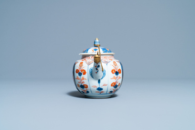 A Chinese gilt-mounted Imari-style teapot and cover, Kangxi