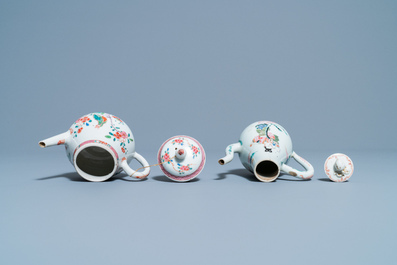 Two Chinese famille rose teapots and covers, Yongzheng/Qianlong