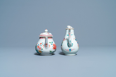 Two Chinese famille rose teapots and covers, Yongzheng/Qianlong