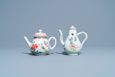 Two Chinese famille rose teapots and covers, Yongzheng/Qianlong