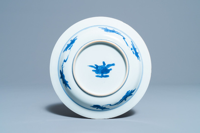 A Chinese blue and white 'Master of the Rocks' plate, Kangxi