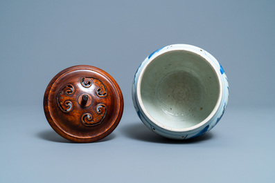 A Chinese blue and white 'qilin' censer, Transitional period