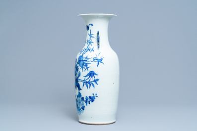 Four Chinese blue, white and celadon-ground vases, 19th C.
