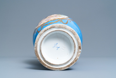 A S&egrave;vres-style blue-ground and gilt vase, probably Samson, Paris, 19th C.