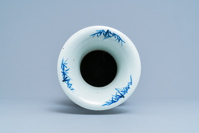 Four Chinese blue, white and celadon-ground vases, 19th C.