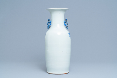 Four Chinese blue, white and celadon-ground vases, 19th C.