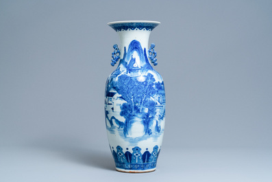 Four Chinese blue, white and celadon-ground vases, 19th C.