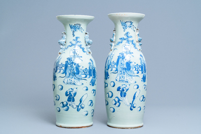 Four Chinese blue, white and celadon-ground vases, 19th C.