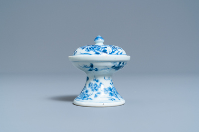 A Chinese blue and white salt with cover, Kangxi