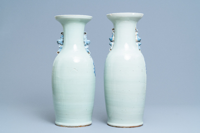 Four Chinese blue, white and celadon-ground vases, 19th C.