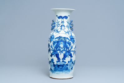 Four Chinese blue, white and celadon-ground vases, 19th C.