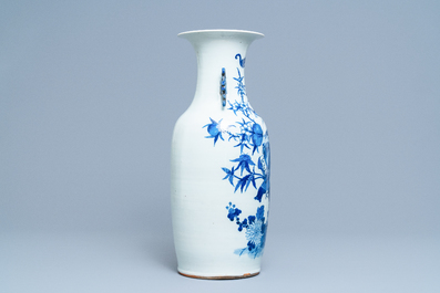 Four Chinese blue, white and celadon-ground vases, 19th C.