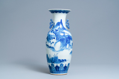 Four Chinese blue, white and celadon-ground vases, 19th C.