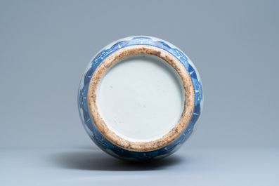 Four Chinese blue, white and celadon-ground vases, 19th C.
