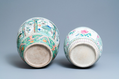 Two Chinese famille rose and verte jardini&egrave;res, 19th C.