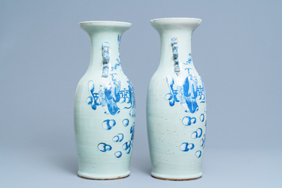 Four Chinese blue, white and celadon-ground vases, 19th C.