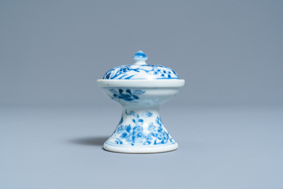 A Chinese blue and white salt with cover, Kangxi