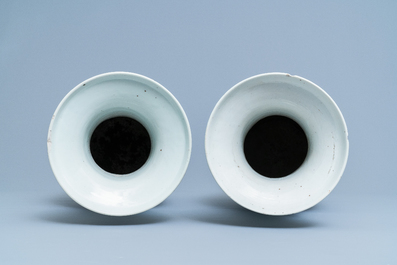 Four Chinese blue, white and celadon-ground vases, 19th C.