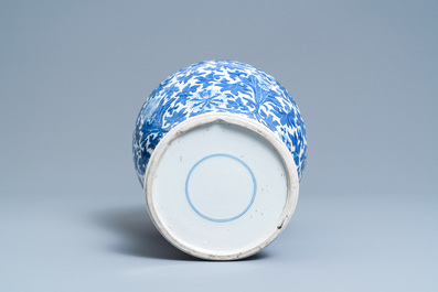 A Chinese blue and white 'lotus scroll' vase, 19th C.