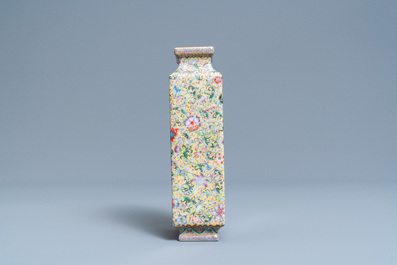 A Chinese famille rose 'rice cultivation' vase, Qianlong mark, Republic