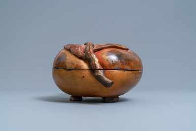 A large Chinese polychrome lacquer 'peach' box and cover, Kangxi