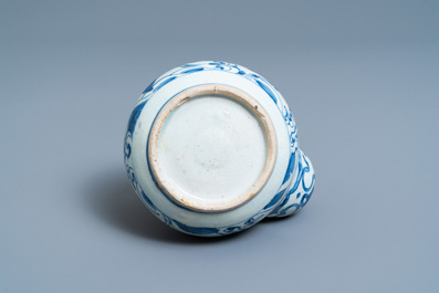 A Chinese blue and white 'cranes' kendi, Wanli
