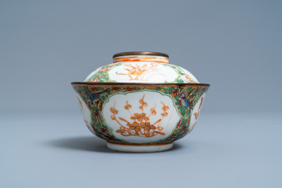 A Chinese Thai market Bencharong bowl and cover, 19th C.