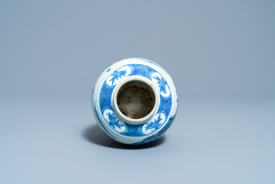 A Chinese blue and white jar with figures in a landscape, Wanli
