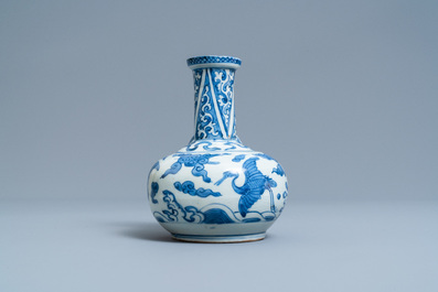 A Chinese blue and white 'cranes' kendi, Wanli